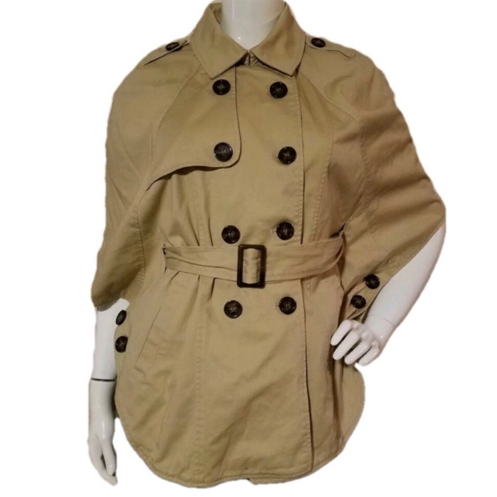 Anthropologie Khaki Trench Cape with Belt